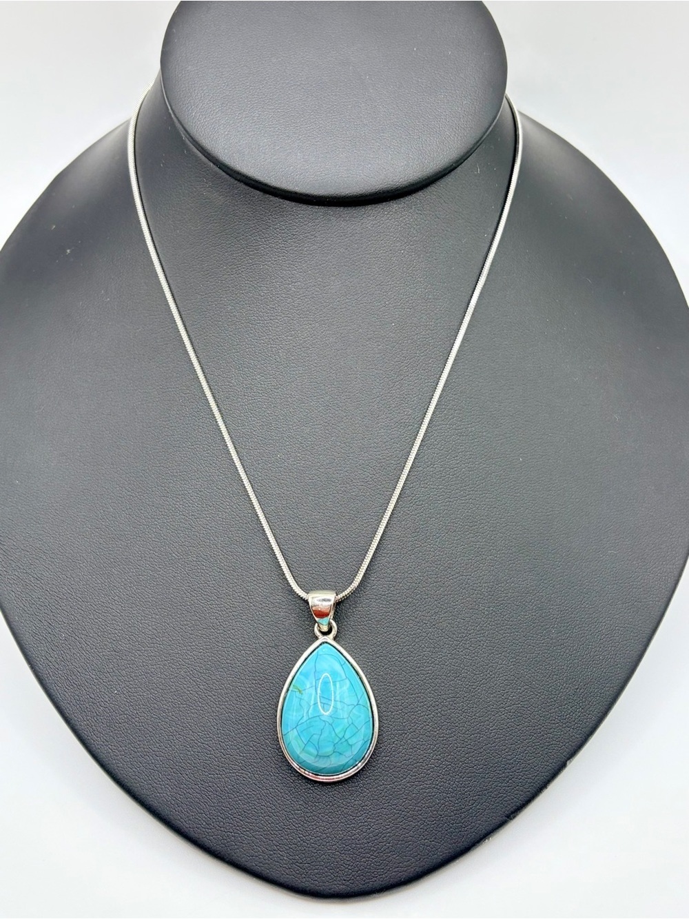 Colorful Faux Turquoise Teardrop Pendant Necklace